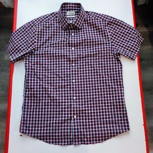 Lucky Brand button down shirt men's size M black white red checks short sleeve